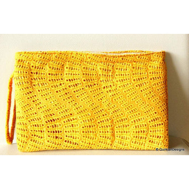 Yellow Clutch Purse, Cotton Fabric Purse